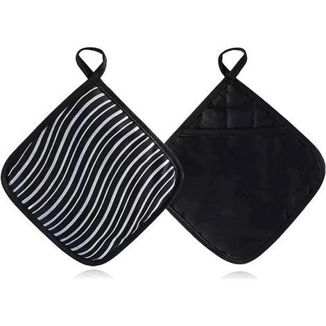 Lot de 2 maniques en coton avec revêtement antidérapant et sac de rangement, 20 x 20 cm (1/5)
