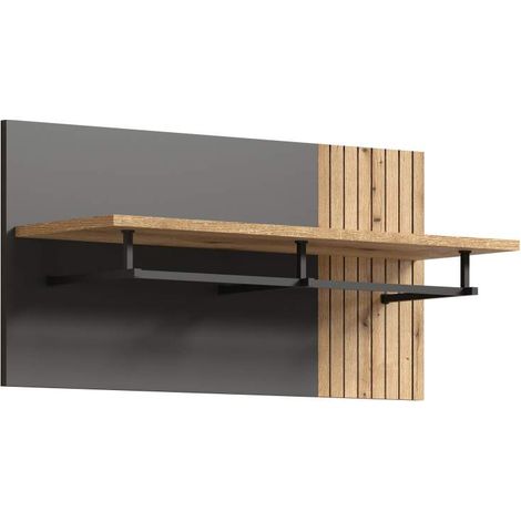 Esteban Wandgarderobe grau, Eiche dekor.