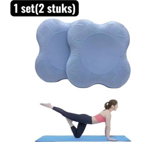 ensemble (2 pièces) - Blocs de yoga - Coussin de yoga extra épais pour genoux - Avant-bras - Balance et Core Training pour planches - Fentes et méditation - Blauw (1/5)