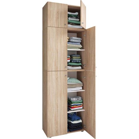 LonaXXL armoire de rangement 6 portes chêne décor.