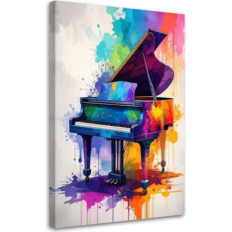 Tabelau sur Toile, Piano coloré musique,20x30 (1/4)