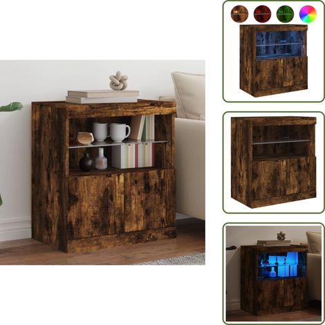 The Living Store Sideboard mit LED-Leuchten Räuchereiche 60x37x67 cm - Sideboard - Wohnzimmermöbel - Regal - TV-Stand - Holzmöbel (1/5)