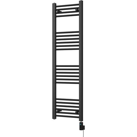 Zennor - Black Electric Towel Rail H1400mm x W400mm Straight 400w Thermostatic WIFI (1/3)