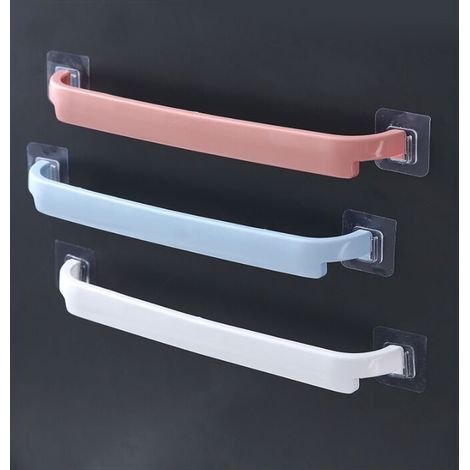 Wall mounted towel holder without drilling (3 pieces, white + blue + pink)