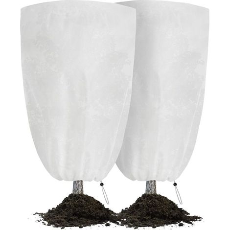 (2 pièces)Housse Hivernage Plante Exterieur 80x100cm - Lot de 2 60g/m² Voile d’Hivernage avec Fermeture Éclair et Cordon (1/4)