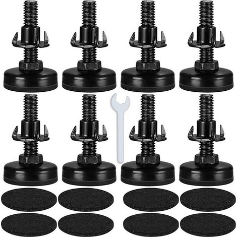 Pieds de nivellement réglables M10, lot de 8, réglables en hauteur, vis métalliques avec écrous, adaptés aux meubles, tables et chaises. (1/4)