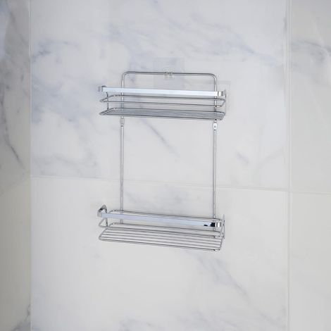 DK HOME Cesta de Ducha 2 estantes Premium cromo (1/3)