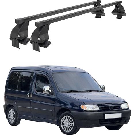 OMAC Barres de toit transversales en acier pour Citroën Berlingo mk1 1996-2010 – Antivol inclus – Testées City Crash – DIN 75302:2019 – ISO/PAS 11154:2006 – Charge max 50 kg Noir (1/4)