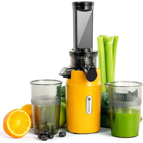 Extracteur de Jus - Slow Juicer Pression Douce 60 Tours, Presse à froid, Fonction de Mastication Inversée, Extracteur de Jus de Fruits et Légumes Sans BPA, Facile à nettoyer, Vert Perroquet (1/5)