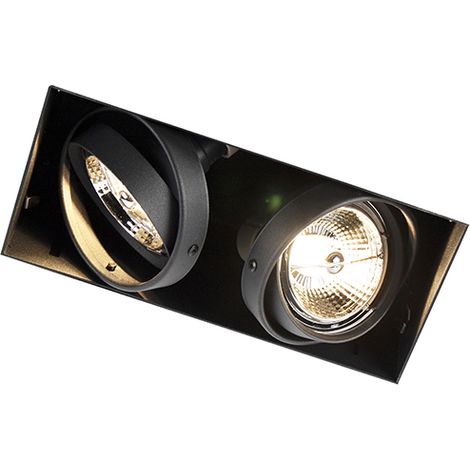 QAZQA oneon - LED Dimmable Spot encastrable variateur inclus - 2 lumière - L 217 mm - Noir - - éclairage intérieur - Salon I Chambre I Cuisine I Salle à manger