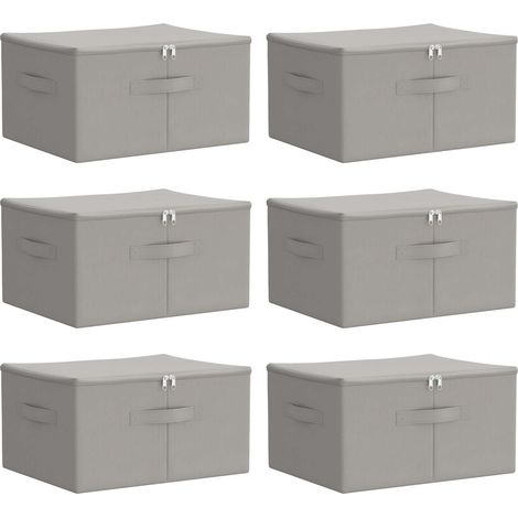 Aufbewahrungsbox 6 stk. Vliesstoff 50 x 30 x 25 cm 37,5 L Grau vidaXL