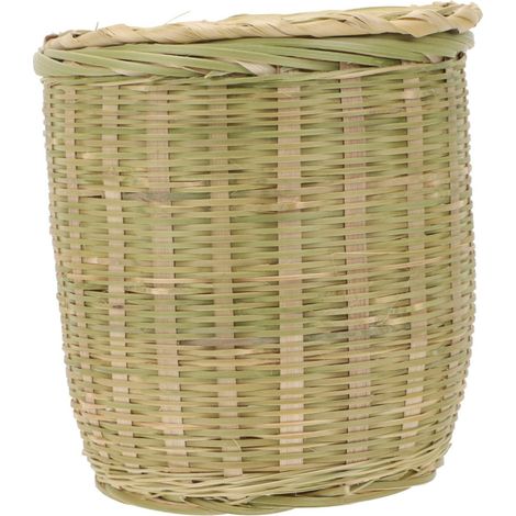 Panier à Articles Divers en Bambou Tressé Vert, Couvercle 25x20 (1/5)
