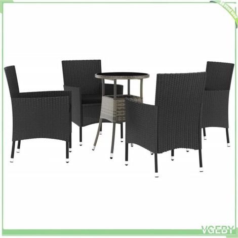 Ensemble de bistro de jardin - FAFEICY - 3187427 - Poly rotin résistant aux intempéries - 4 chaises + table - Coussins noirs (1/5)