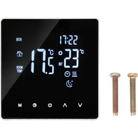 4400-W-Temperaturregler, LCD-Touchscreen, Fußbodenheizungsthermostat, einstellbar von 5 bis 60 °C, Wechselstrom 90–240 V, 3 A mit Anschluss (1/5)