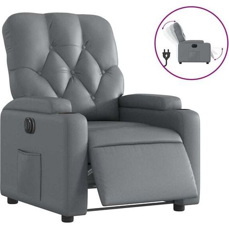 Fauteuil inclinable électrique, similicuir gris
