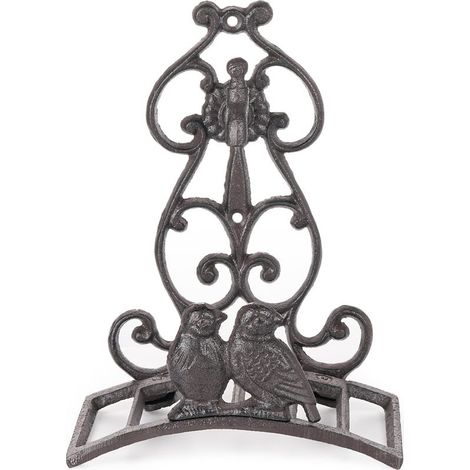 Support mural pour tuyau d'arrosage, support mural en fonte robuste pour tuyau d'arrosage, joli rangement de tuyau décoratif vintage, joli oiseau pour décoration murale d'extérieur (1/4)