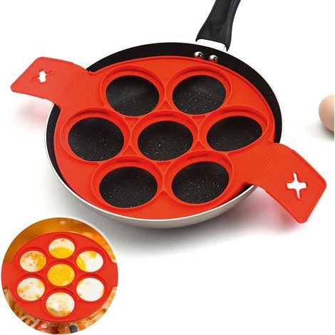 Moule à crêpes en silicone antiadhésif, cercle à œufs, moule à crêpes réutilisable, moule à œufs durs (1/5)