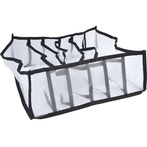 Boîte de rangement en filet pour soutiens-gorge, séparateur de tiroir pliable et multifonctionnel pour sous-vêtements, culottes et chaussettes, 6 compartiments (1/5)