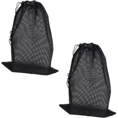 Lot de 2 sacs filtrants pour pompe à eau, 40 x 30,3 cm, avec cordon de serrage ajustable, pour bassins, piscines, fontaines, jardins et aquariums (noir) (1/5)