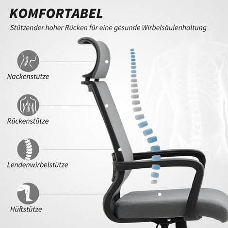 Fauteuil de bureau gris en laine synthétique, dossier souple, roulettes, accoudoirs, siège réglable en hauteur (1/5)