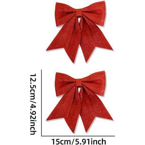 DECOR DE NOEL Noël Arbre Bow Pailletés Rouge, 15 x 12cm Noeuds de Ruban de Noël,Noeud Rouge Sapin de Noel,Décorations SAPIN DE NOEL (1/4)