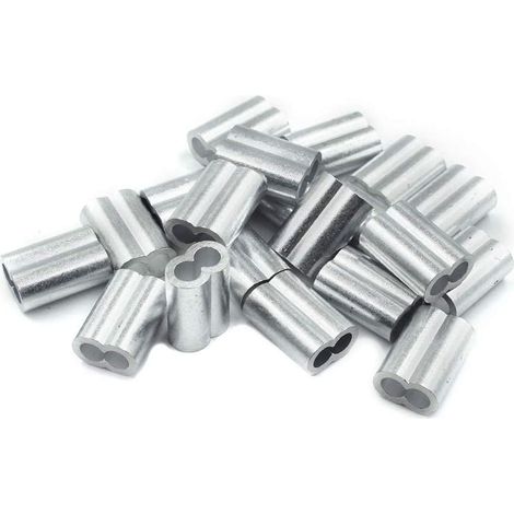 20 manguitos de engaste de aluminio con doble extremo, casquillos de aluminio de 4,0 mm, clips de engaste, manguitos de presión, manguitos de engaste, conectores de cable de acero (1/5)