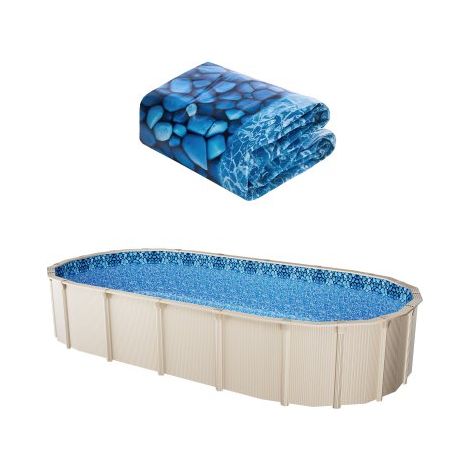 Ovale Poolfolie, 732x366x147cm, Innenfolie, Ersatzfolie, Innenhülle, Schwimmbadfolie, Überlapp-Vinylfolie in Standardgröße, verschleißfest, für Aufstellpools mit 137 cm hohen Wänden (1/5)