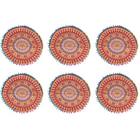 6 cojines redondos de suelo con diseño de mandala indio, estilo bohemio, con funda n.° 13