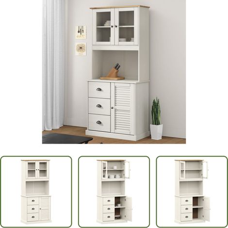 Holzschrank -  Highboard VIGO Weiß 78x40x175 cm Massivholz Kiefer (1/5)