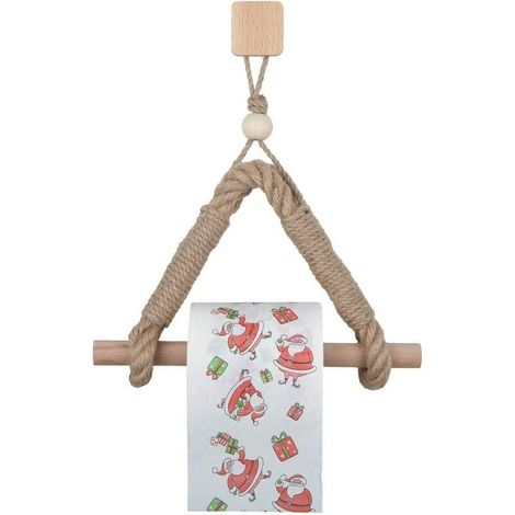 Vintage Toilettenpapierhalter aus Hanfseil und Holz, Badezimmer-Toilettenpapierhalterleiste - Quadratisch
