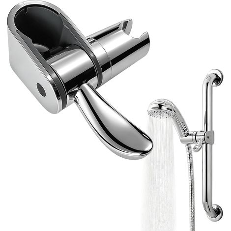 Support de pommeau de douche universel pour barre de douche de 32 mm - Pivotant à 360° - Chromé - Montage facile sans perçage (1/5)