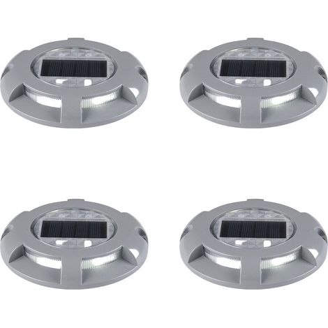 Lampe de terrasse solaire, 4 ampoules LED, boîtier en aluminium étanche, lumière blanc chaud (1/5)