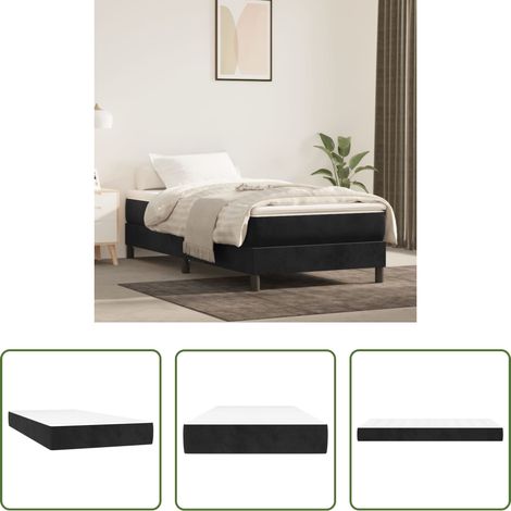Sommeil confortable - Matelas de lit à ressorts ensachés fermeté moyenne Noir 90x190x20 cm Velours (1/5)