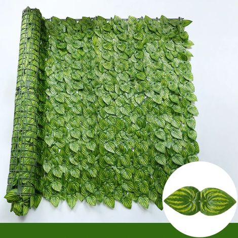 (Pastèque, 50 x 100 cm) Panneaux de haie artificielle en lierre, fausses plantes vertes, brise-vue pour la décoration de votre maison, cour ou jardin extérieur (1/4)