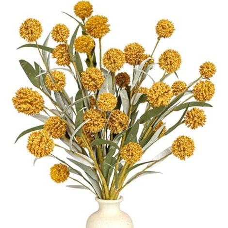 Lot de 6 boules de fleurs artificielles de 43,2 cm (jaune) (1/5)