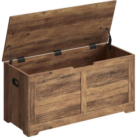 Vasagle – Banc de rangement 40 x 100 x 46 cm – 2 charnières de sécurité – Capacité 136 kg – Panneau aggloméré blanc nuage pour entrée et salon