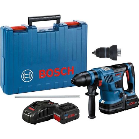 Bosch Akku-Bohrhammer BITURBO GBH 18V-34 CF, incl. 2x Akku ProCORE 8 Ah, Schnellladegerät, Zubehör, Handwerkerkoffer