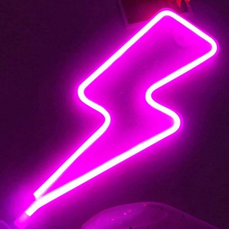 Enseignes lumineuses néon éclair - Enseignes LED décoratives murales, alimentées par USB ou piles, avec interrupteur marche/arrêt. (1/5)