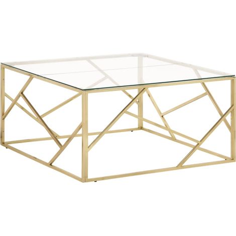 Couchtisch Golden Edelstahl und Hartglas