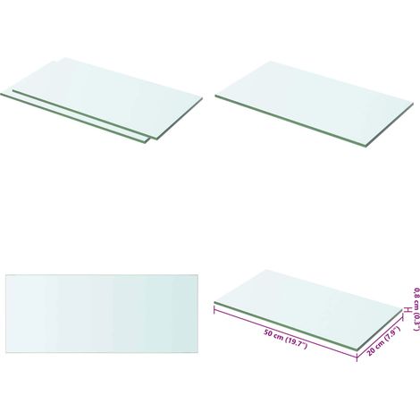 Panneaux d'étagère 2 pcs Verre Transparent 50 x 20 cm - Etagere Murale - Étagère Transparente - Étagère Verre Trempé - Décoration Murale - Rangement Mural - Home & Living (1/5)