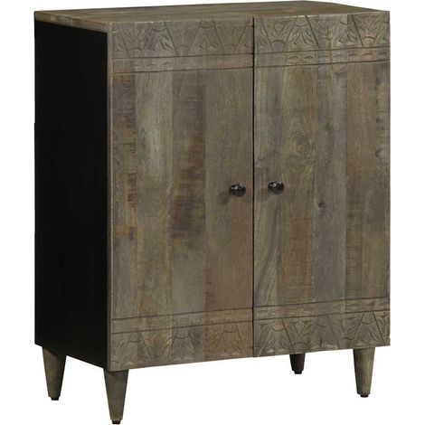 Credenza Grigio Chiaro 60x33,5x75 cm in Legno Massello di Mango vidaXL (1/5)