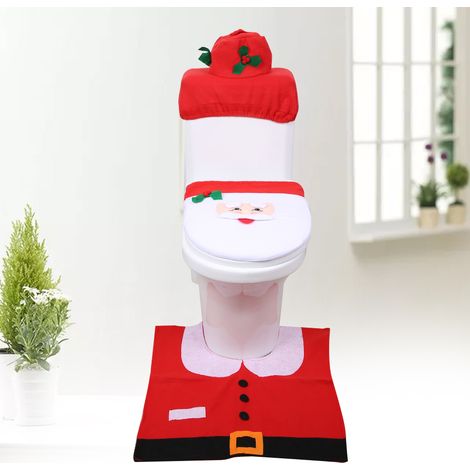 Housse de toilette Père Noël pour décoration de salle de bain de Noël (1/5)
