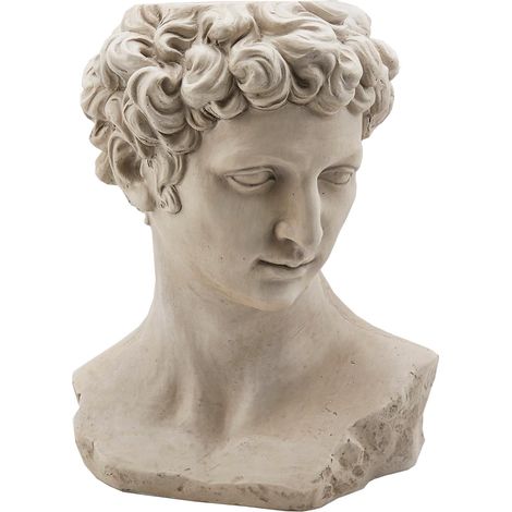 Statua decorativa vaso testa da giardino e veranda scultura greca Bianca -Testa Apollo (1/5)