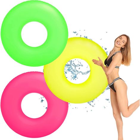 Lot de 3 flotteurs de piscine gonflables pour enfants et adultes, anneaux en caoutchouc pour la natation, roue gonflable pour piscine, été, plage, fête aquatique (1/5)