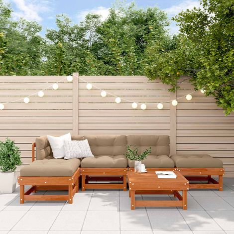 vidaXL Ensemble de salon de jardin 6 pcs Brun cire Bois de pin massif (1/5)