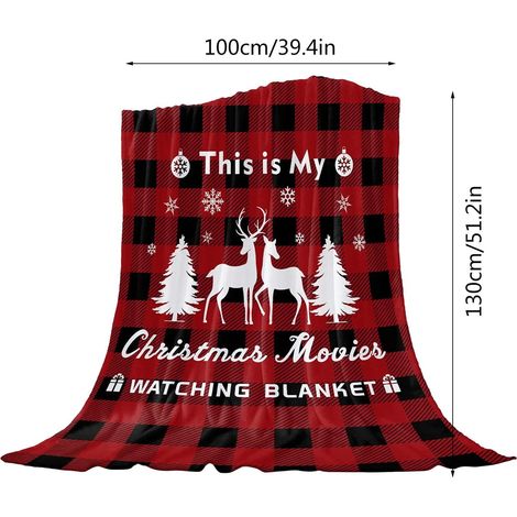 Plaid Flanelle - 102 x 152 cm - Motif Noël Renne Flocons - Pour Canapé Chambre ou Pique-Nique - 1 Pièce (1/5)
