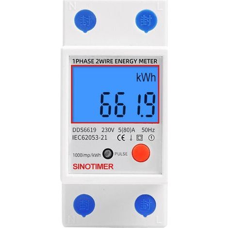 Submedidor monofásico de 45 A – Certificado MID para facturación – Pantalla LCD – Instalación modular para panel eléctrico (1/4)
