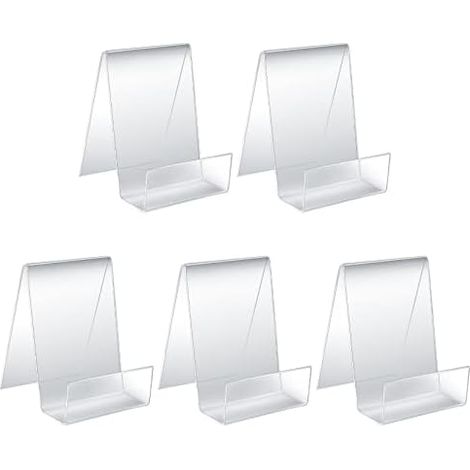 Lot 5 Porte-Livres Acryl Transparents, Chevalet Table, Tablet, Photos, Livres, Partition, Déco, Angle Incliné (1/5)