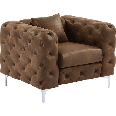 Poltrona chesterfield in Microfibra aspetto Pelle invecchiata - EDWINA