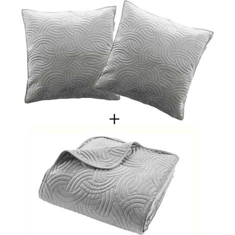 Bettwäsche-Set aus Samt SOLANGE, Tagesdecke + 2 Kissenbezüge